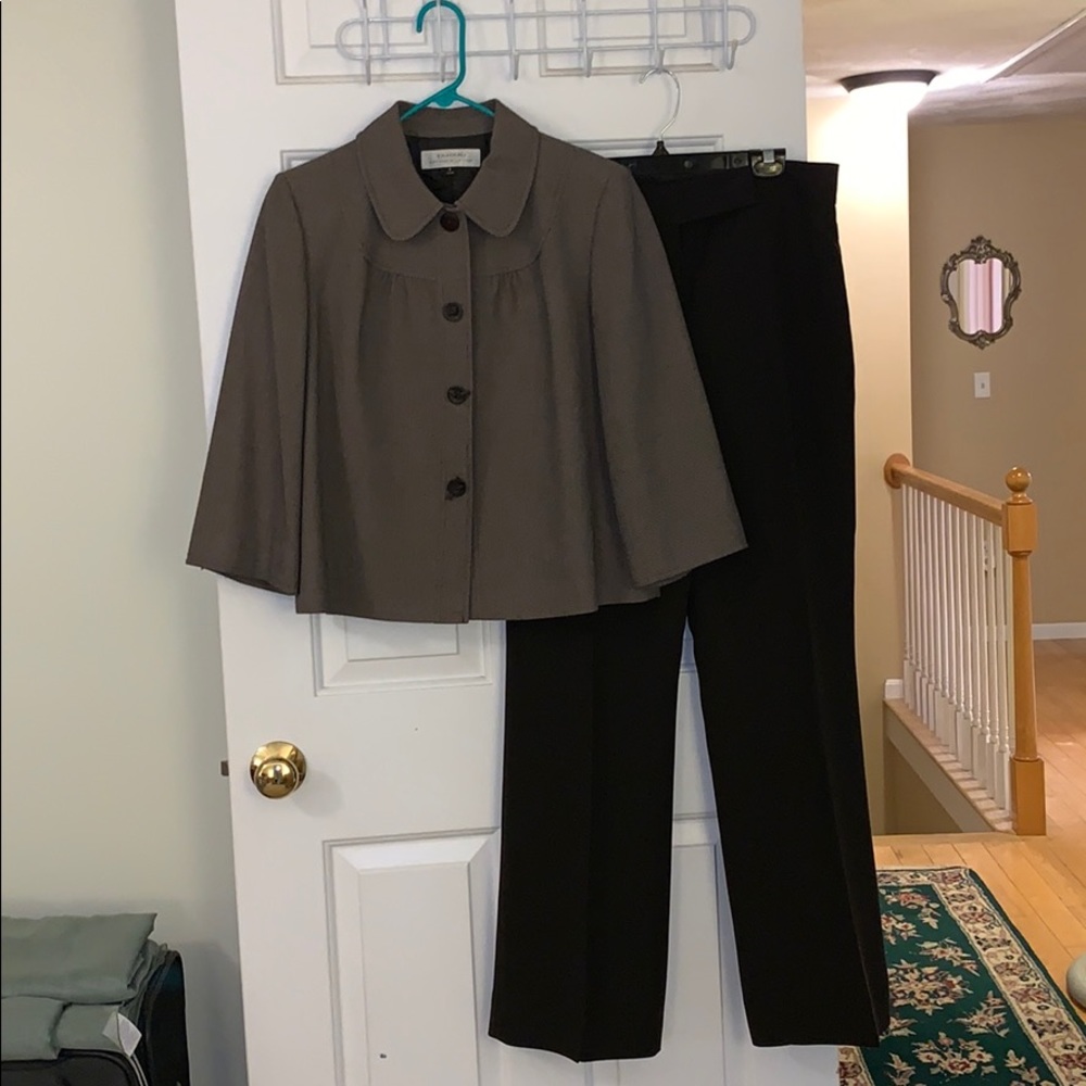 Tahari Suit. Brown pants and light brown jacket